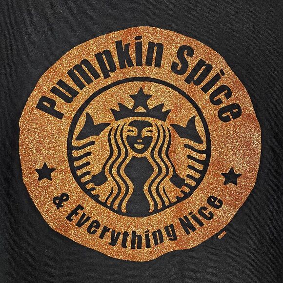 Pumpkin Spice Unisex XL Heavy Cotton T-Shirt Glitter Sparkle Holiday Coffee Tee - Picture 4 of 9